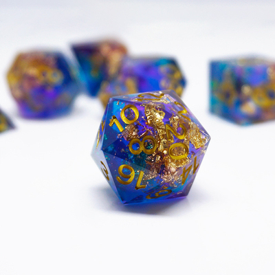 Синий золотой фольга смола кости набор на заказ различные цвета#Rpg#Dnd#Coc