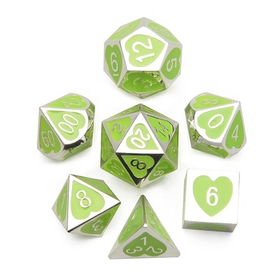 Green Peach Heart Metal Multi -Flag RPG Dice Set Dnd Coc Luxury стиль