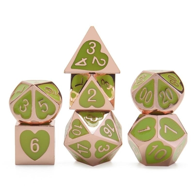 Green Peach Heart Metal Multi -Flag RPG Dice Set Dnd Coc Luxury стиль