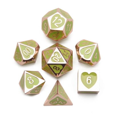 Green Peach Heart Metal Multi -Flag RPG Dice Set Dnd Coc Luxury стиль