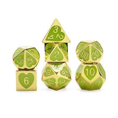 Green Peach Heart Metal Multi -Flag RPG Dice Set Dnd Coc Luxury стиль