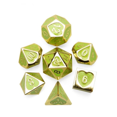 Green Peach Heart Metal Multi -Flag RPG Dice Set Dnd Coc Luxury стиль
