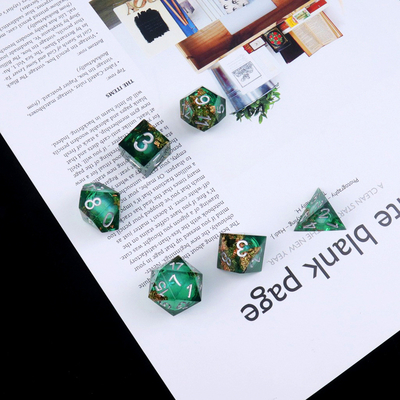 Зеленая фольга золотая натуральная смола многогранная настольная игра Dice Border Gate