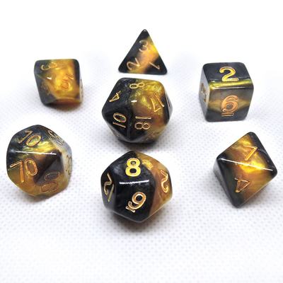 Желтый и черный мраморная смола RPG кости настольная игра кости набор