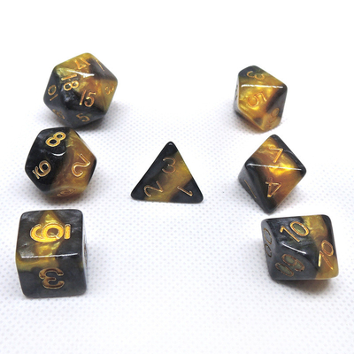 Желтый и черный мраморная смола RPG кости настольная игра кости набор