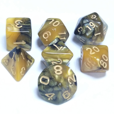 Желтый и черный мраморная смола RPG кости настольная игра кости набор