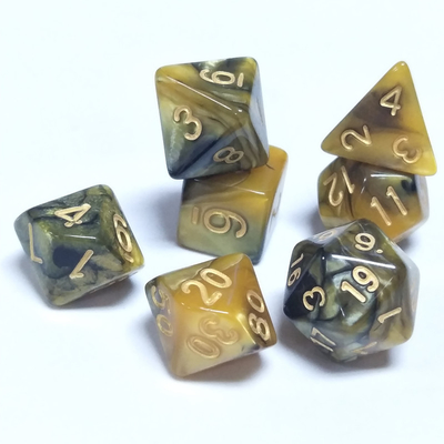 Желтый и черный мраморная смола RPG кости настольная игра кости набор