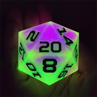 Односторонняя 20-сторонняя светящаяся смоловая игра в кости DND COC TRPG