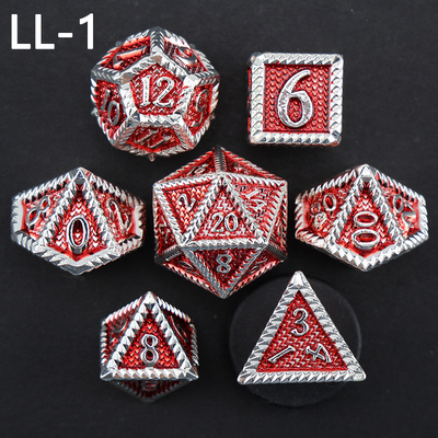 Металлические кости DND, кости RPG с многогранным рисунком Dragon and Dungeon, 7 настольных игр Dragon Scale