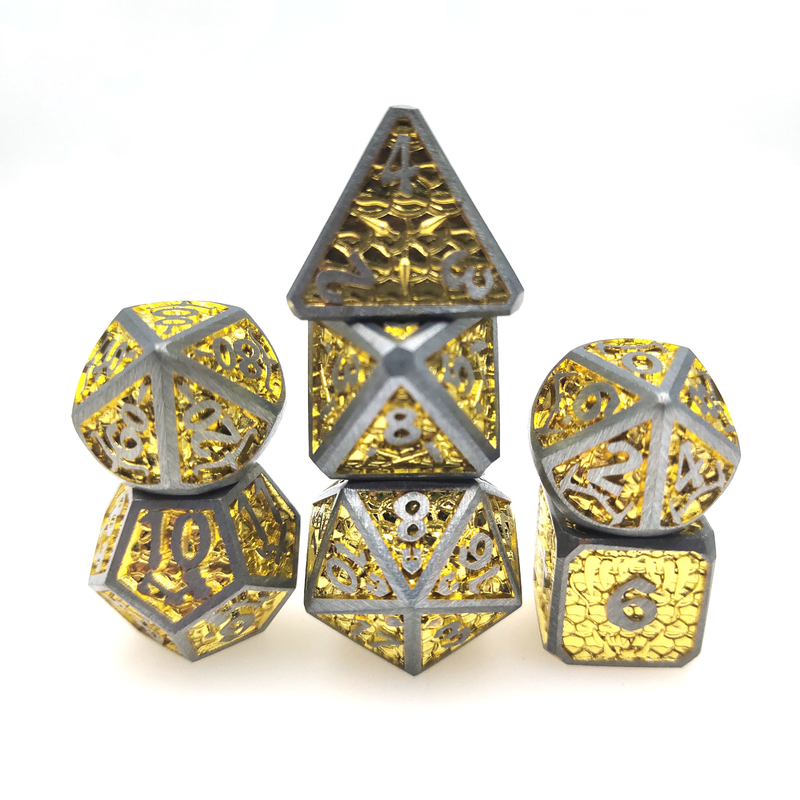 Торговая карточка Luminous Dice Dice Set для DND или RPG Polyhedral Metal Gold Yellow