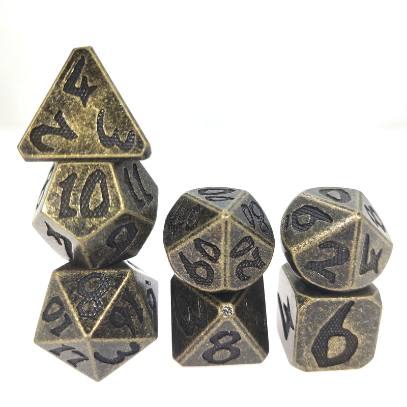 Мини кость RPG кости DND RPG установила прочный для подземелиь и драконов Polyhedral Aurichalceous