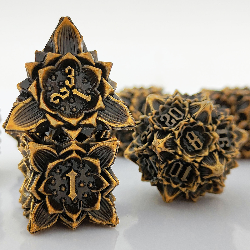 Lotus Metal Dice Set DND Dungeons And Dragons TRPG Многогранная настольная игра COC D6